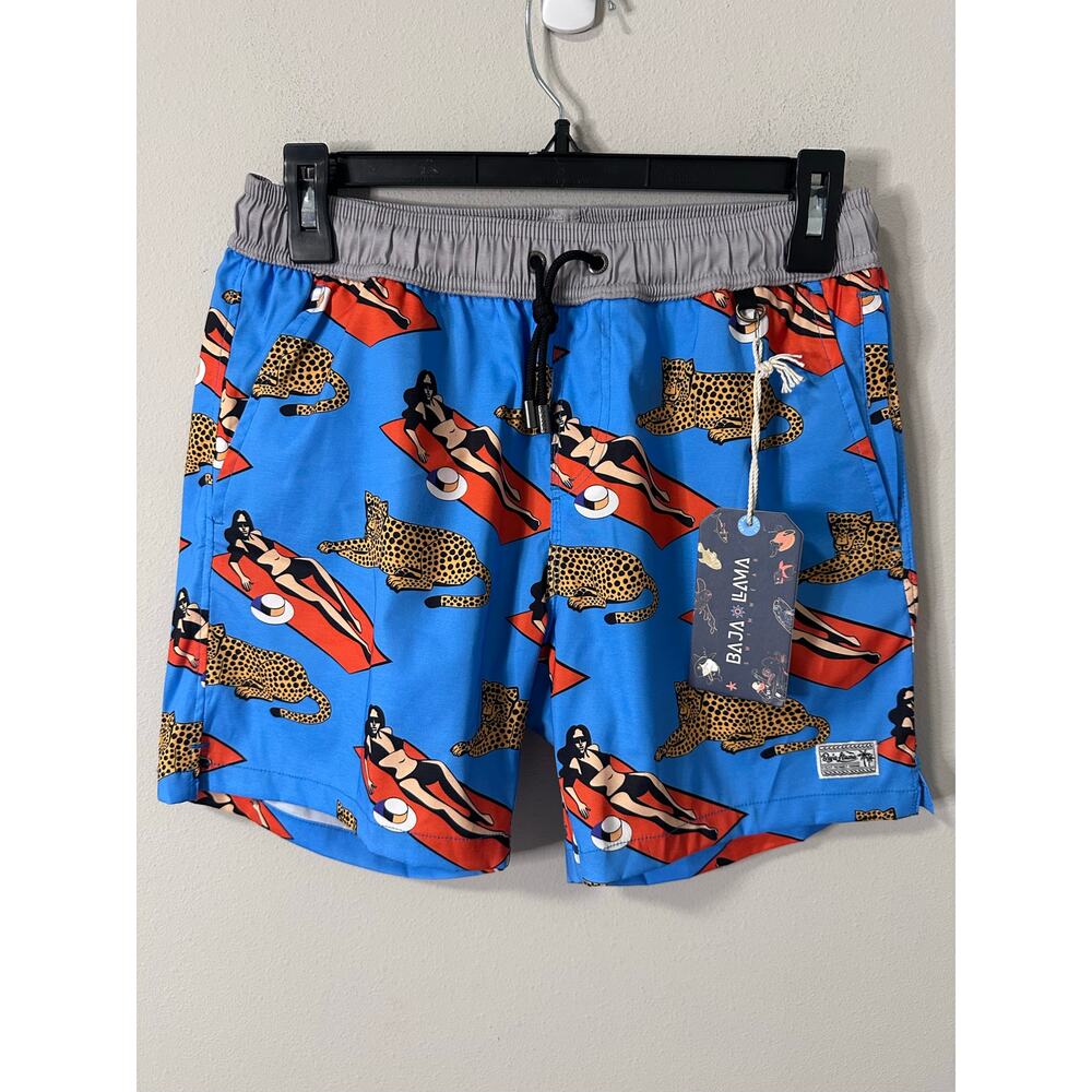 Men’s Vacation Swim‎ Trunks Baja Llama Stretch Board Shorts Beach Pool Large NWT